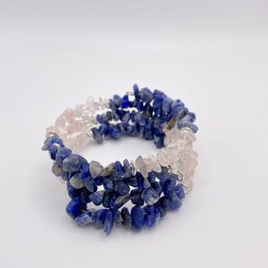 Sodalite and Rose Quartz Memory Wire Bracelet